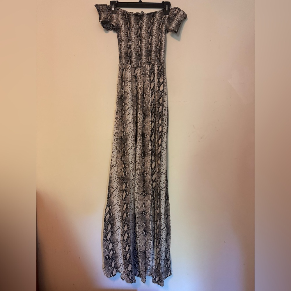 Snake Print Off-Shoulder Maxi Dress - Picture 2 of 2